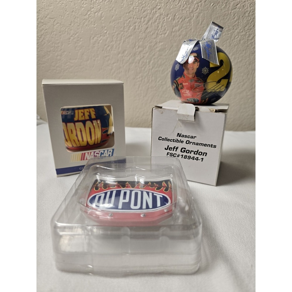 Jeff‎ Gordon Vintage Christmas Ornaments NASCAR Racing Collectables Lot Of 3